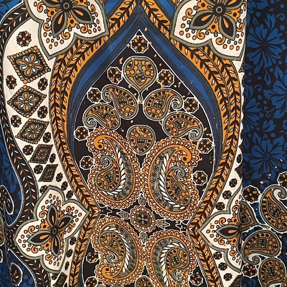 Gold Coast Kaftan Blue Paisley Pattern, Gold Glitter Accents women’s sz One Size - Picture 3 of 16